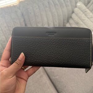 Coach Black Textured Leather Zip Wallet